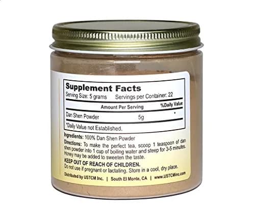 USTCM Dan Shen Powder Salvia Miltiorrhiza Red Sage Root 120 Mesh 113g (4oz) thumbnail 1