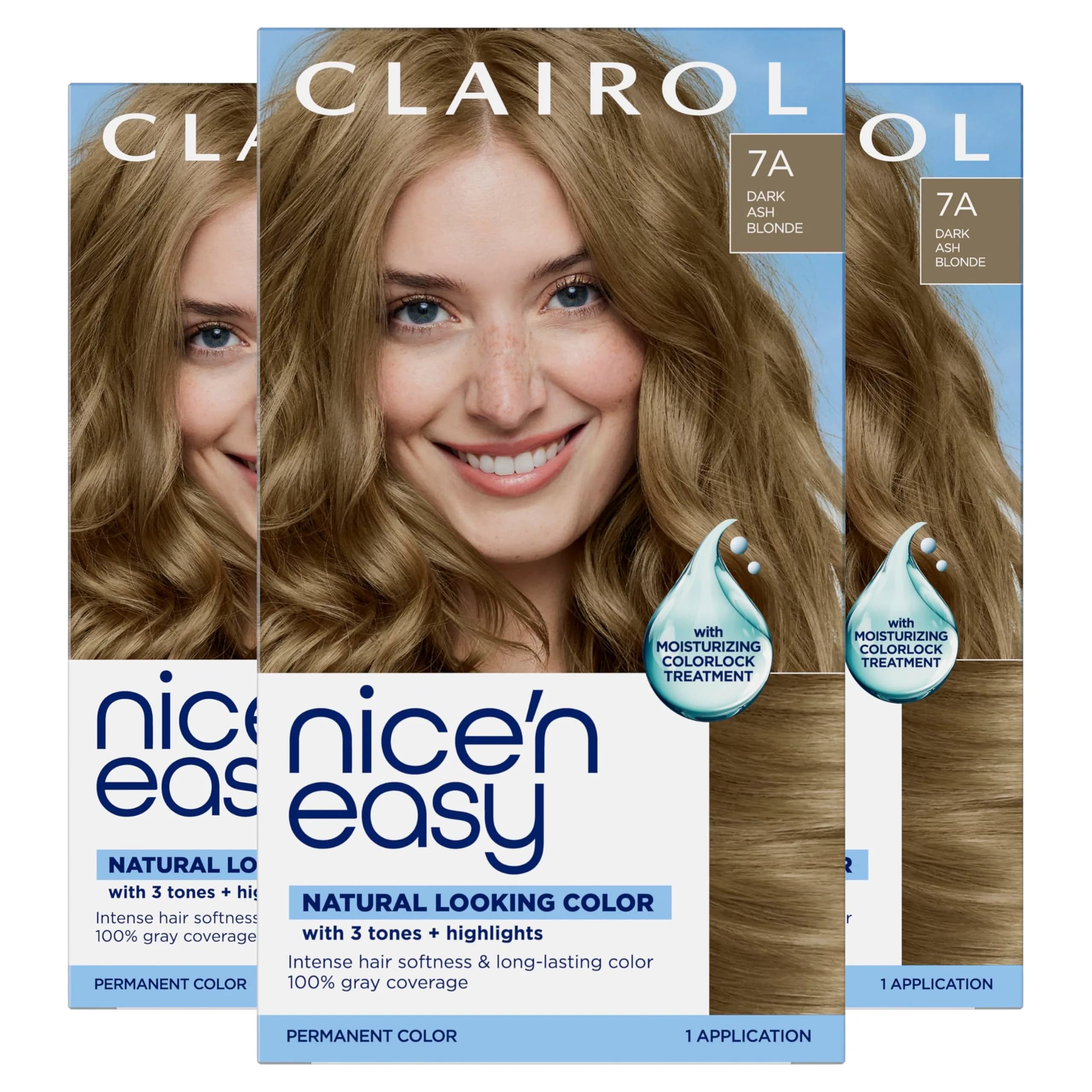 Clairol Nice'n Easy 7C Dark Cool Blonde Permanent Hair Dye - 6.26 Fl Oz (Pack of 3)
