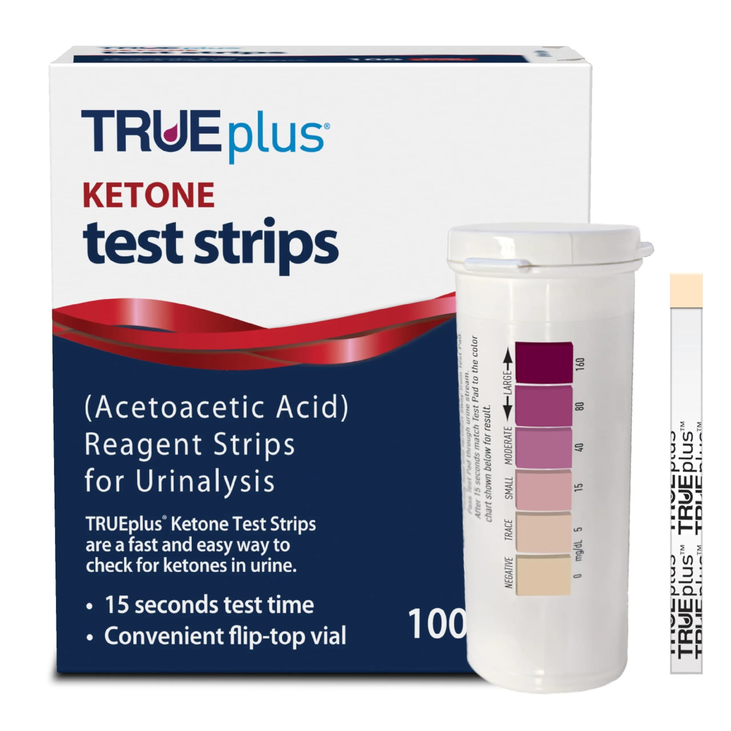 TRUEplus Ketone Test Strips 100 Count | Easy Urinalysis for Ketosis Monitoring - main product image
