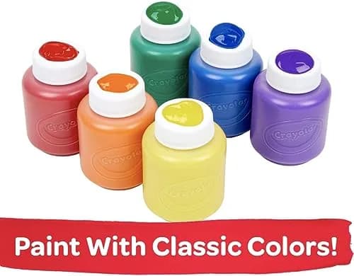 Crayola Washable Kids Paint Set (12 x 2oz Bottles) | Classic & Glitter Colors thumbnail 4