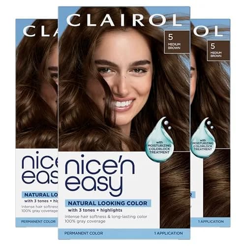 Clairol Nice'n Easy Permanent Hair Dye 5 Medium Brown - Pack of 3 thumbnail 1