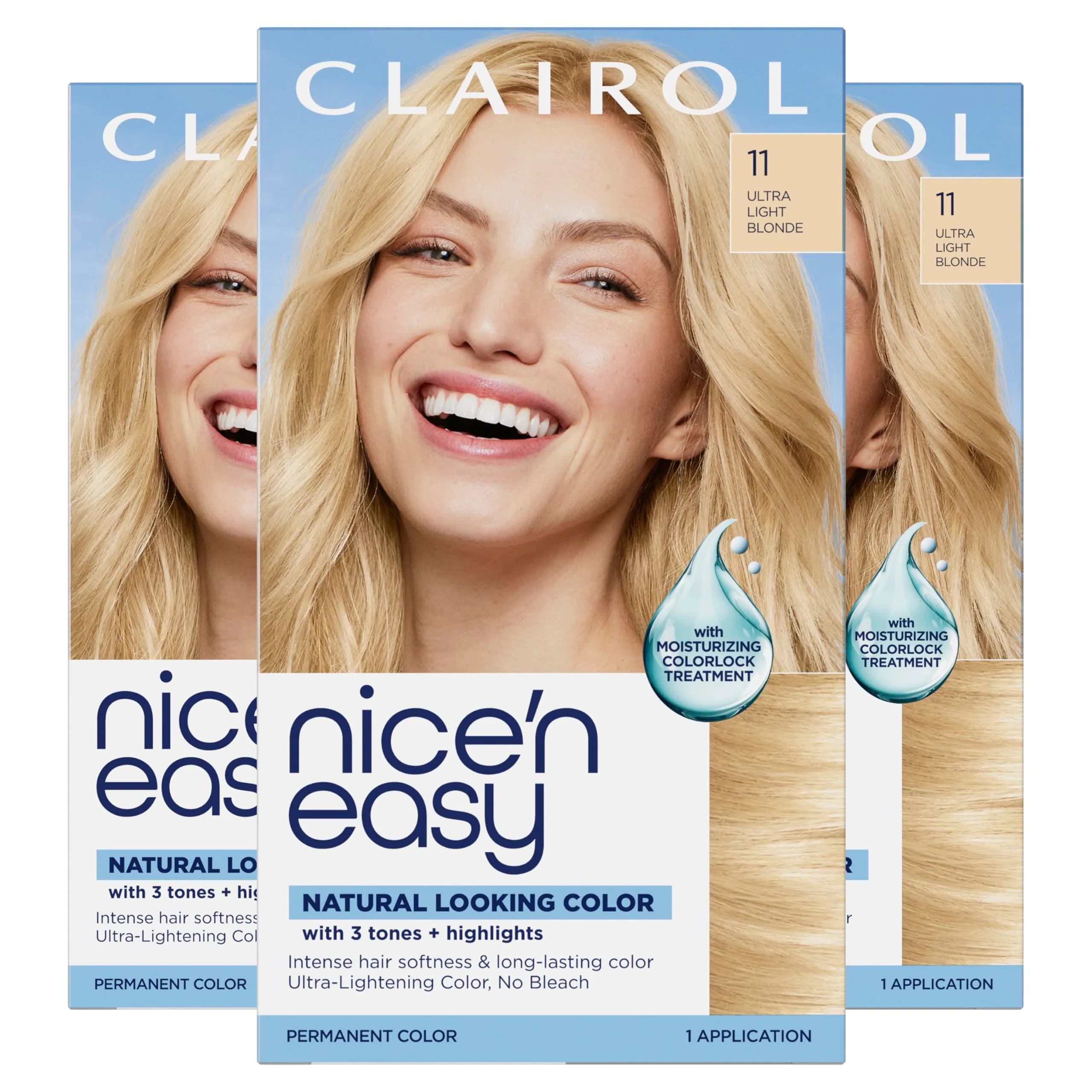 Clairol Nice'n Easy Permanent Hair Dye 11 Ultra Light Blonde | 6.26 Fl Oz (Pack of 3)