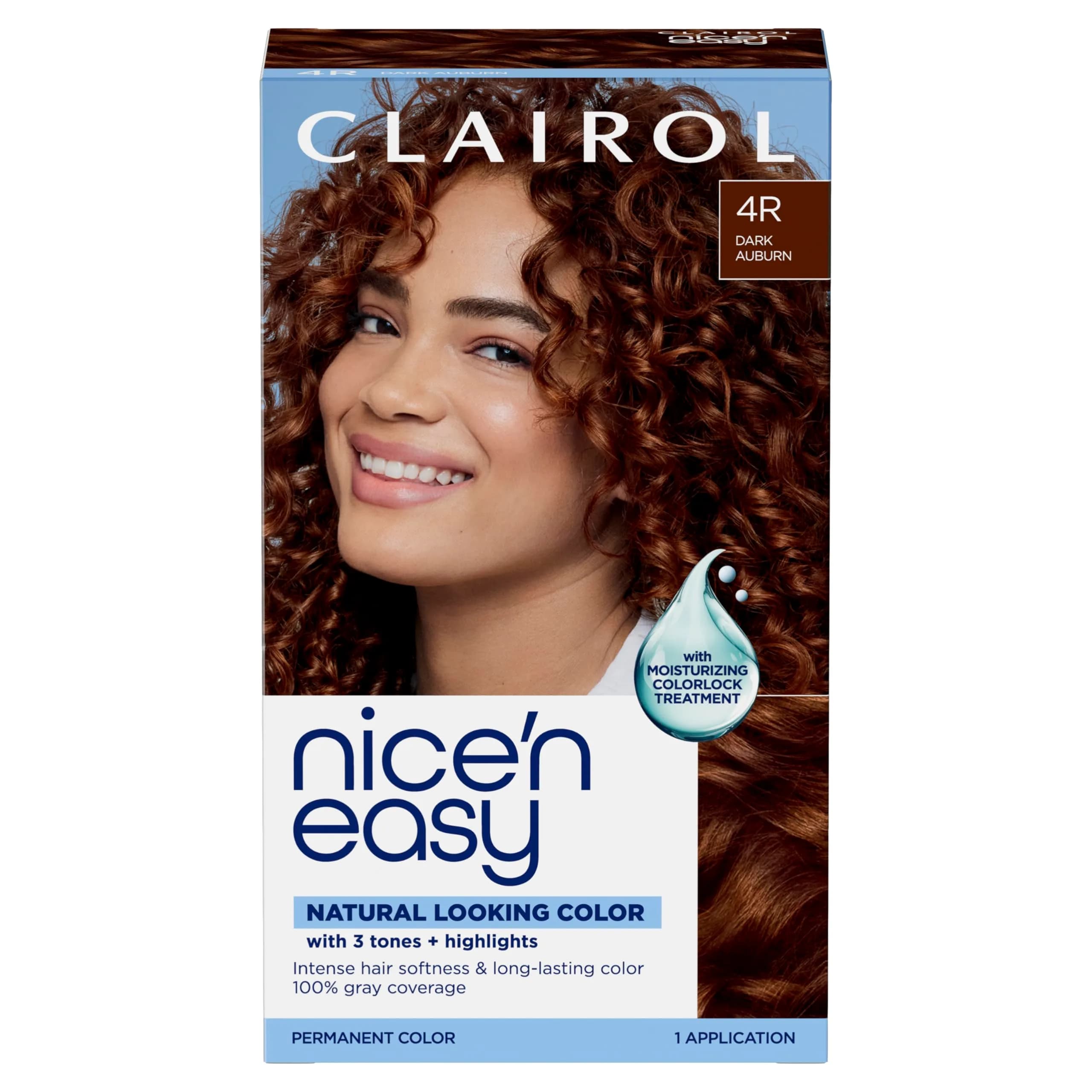Clairol Nice'n Easy Permanent Hair Dye 4R Dark Auburn, Pack of 1, 6.26 Fl Oz | 100% Gray Coverage
