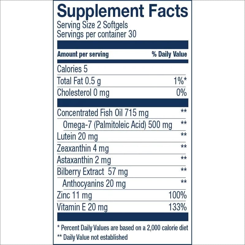 Wiley's Finest Wild Alaskan Fish Oil Bold Vision, 60 Softgels | Eye & Vision Support with Omega-7 & Lutein thumbnail 2