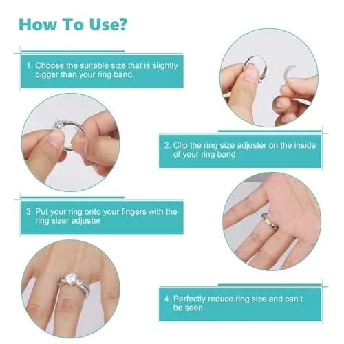 Feramox Invisible Ring Size Adjuster Set | 8 pcs, Transparent, Fits 1mm-10mm Bands thumbnail 4