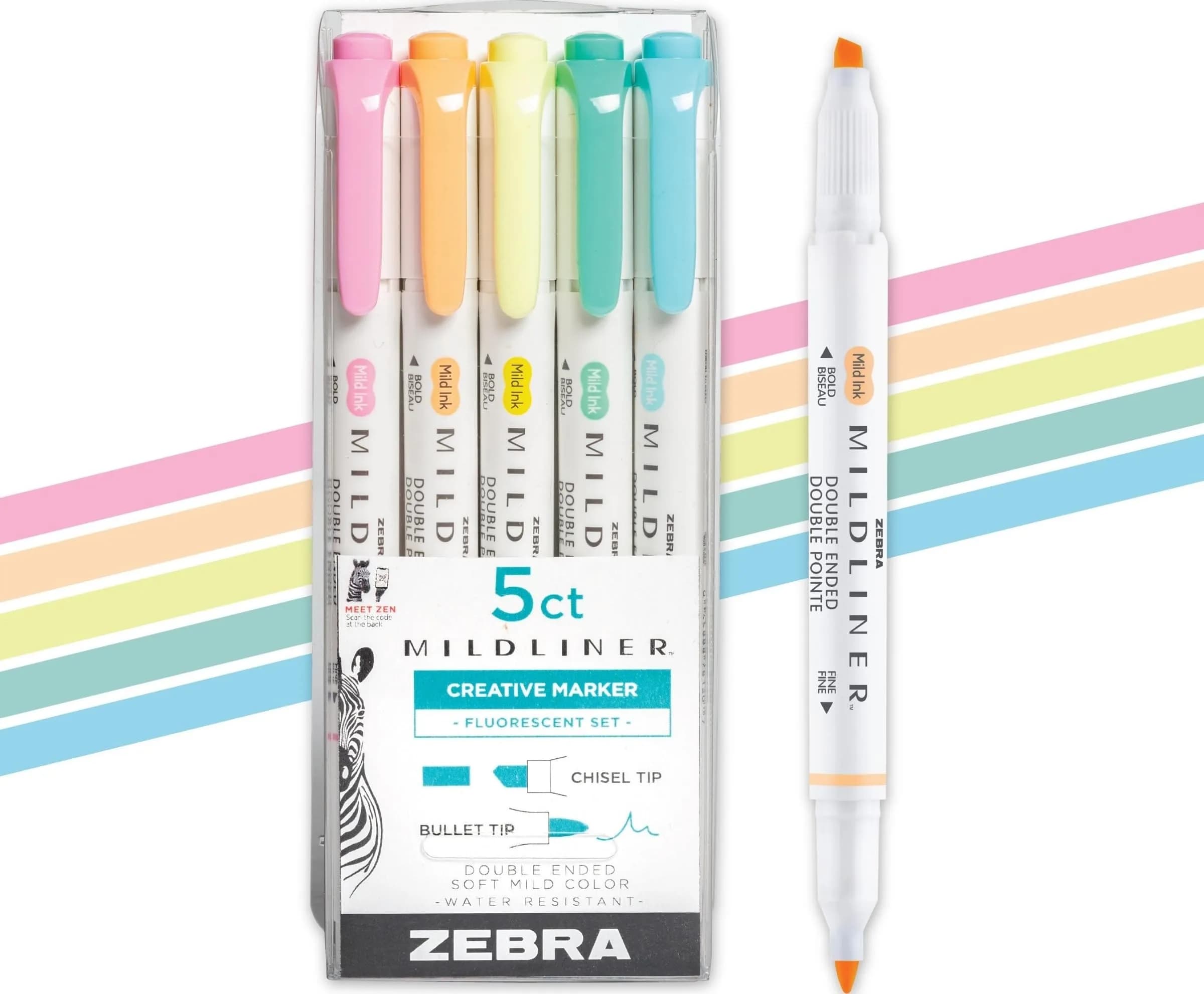 Zebra Pen Mildliner Highlighters Neutral Vintage Dual Tip 5-Pack | Smooth Ink Flow — Highlighter