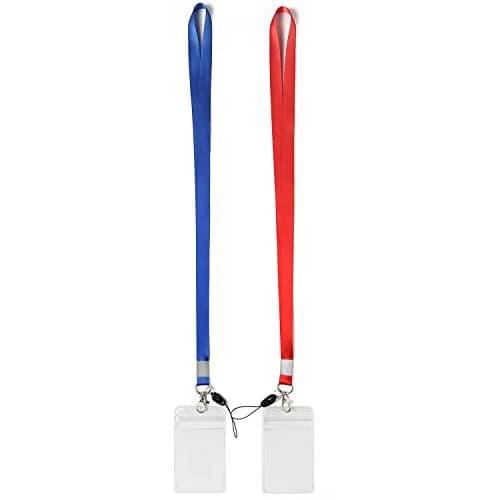 YOUOWO 2 Pack Blue Red Lanyards with Vertical ID Badge Holders, 20.8cm (8.2in) Lanyard Length | Lightweight & Waterproof thumbnail 7