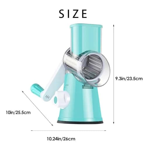 Ourokhome Rotary Cheese Grater Hand Crank | 3 Blades for Cheese & Vegetables, Blue thumbnail 8