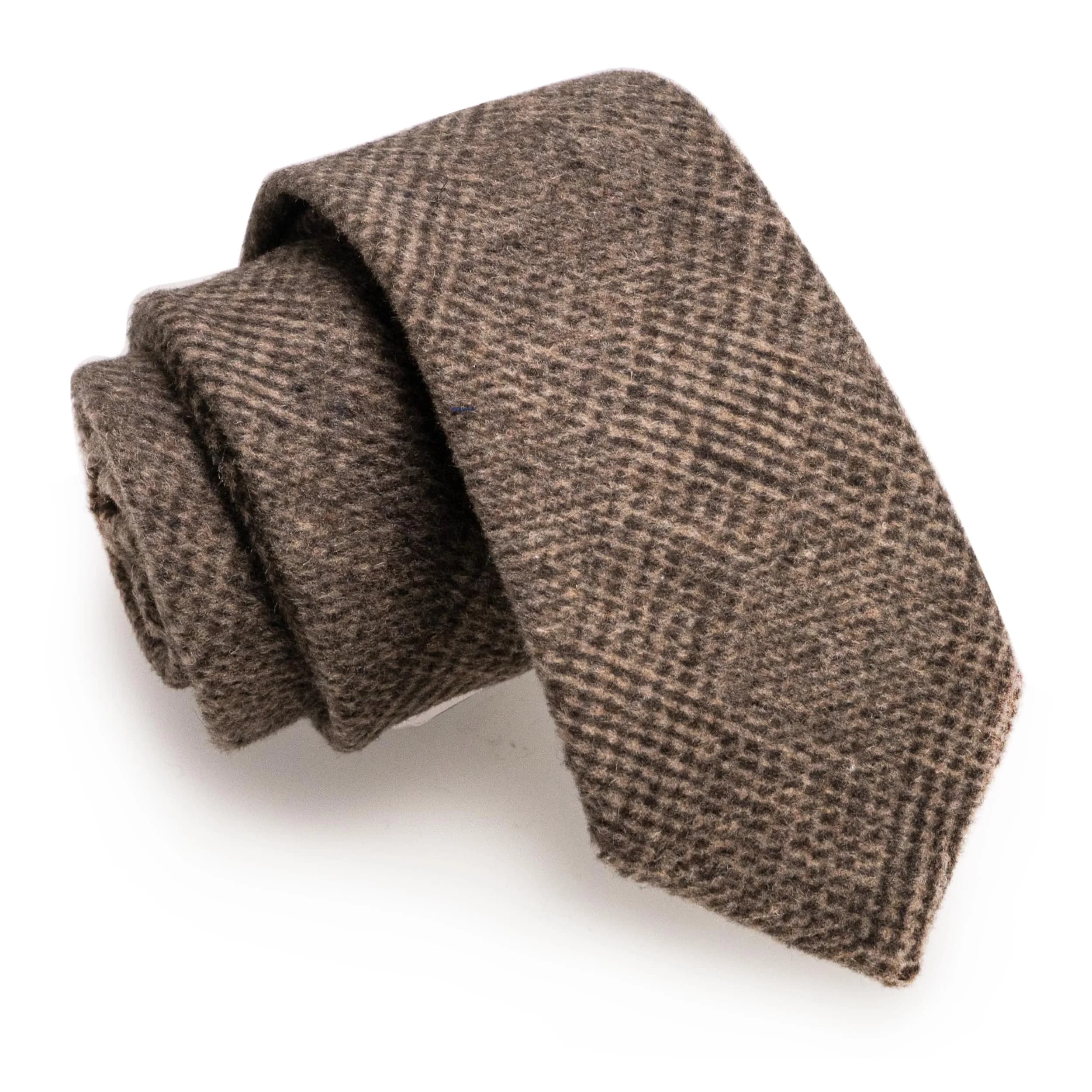 JEMYGINS Brown Cashmere Wool Skinny Tie 6cm (2.4") | Business Party Dating