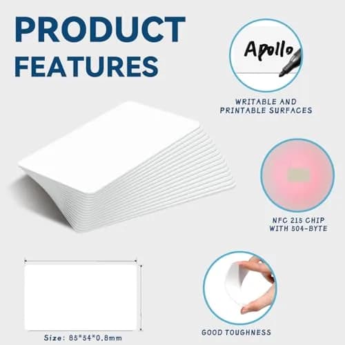 Timeskey NFC Inkjet NFC Cards 10pcs | Printable NTAG215 PVC Tags for Smartphones & NFC Devices thumbnail 2