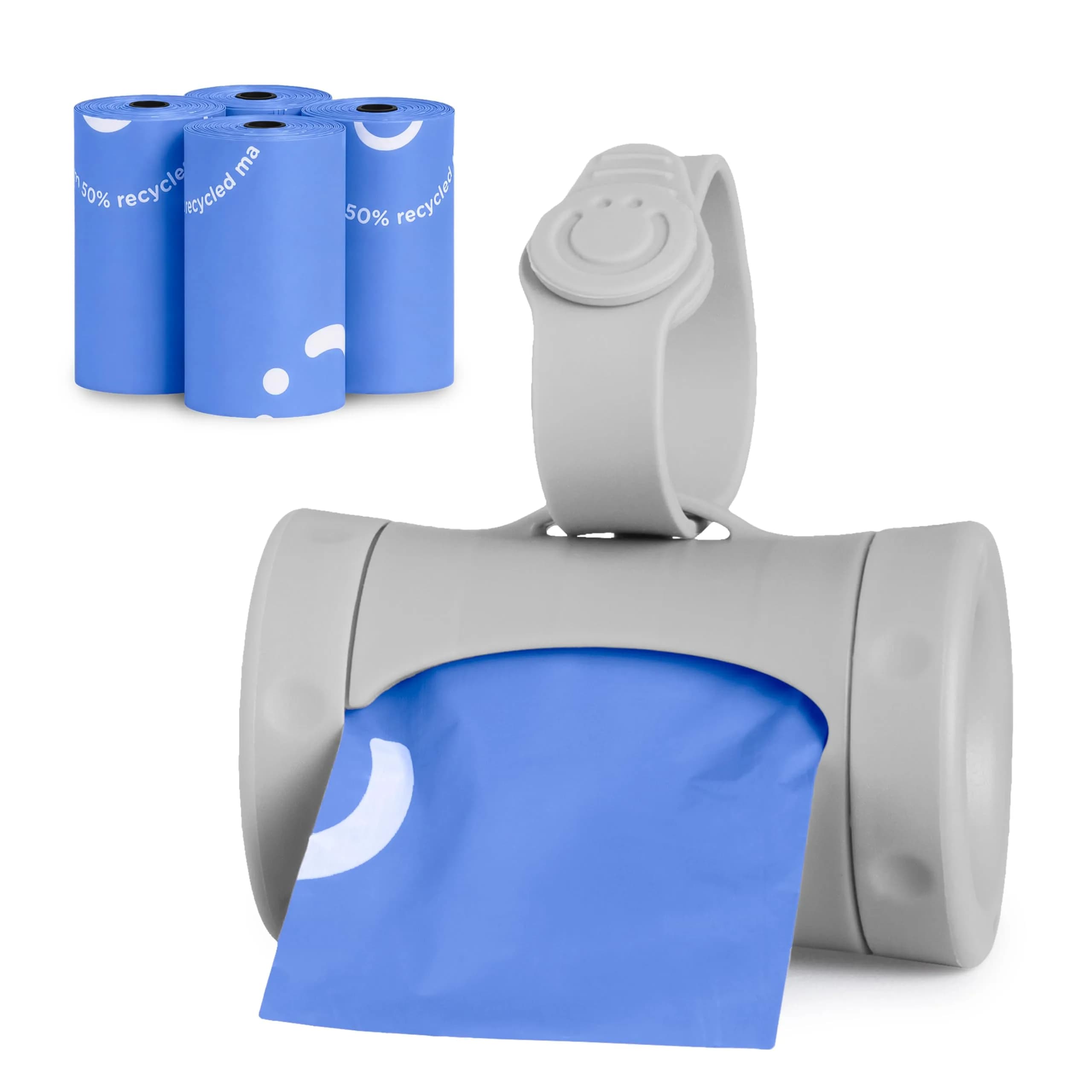 Ubbi Retractable Diaper Bag Dispenser with Lavender Bags | Gray, 1 Dispenser + 24 Bags — Bag Dispenser & Refill Bags Set