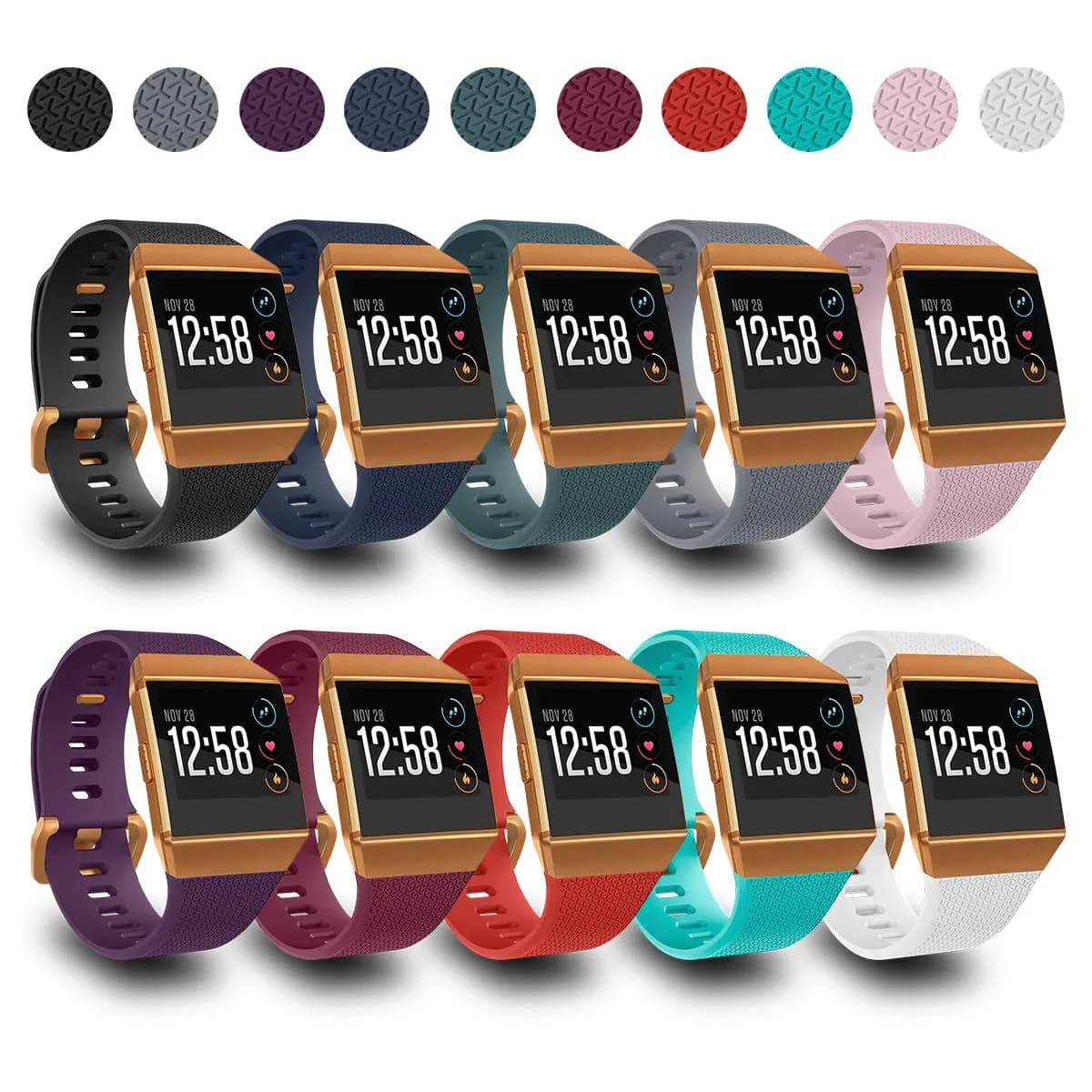AIUNIT Replacement Band for Fitbit Ionic Small 110mm-155mm | TPU Sport Strap with Burnt Buckle