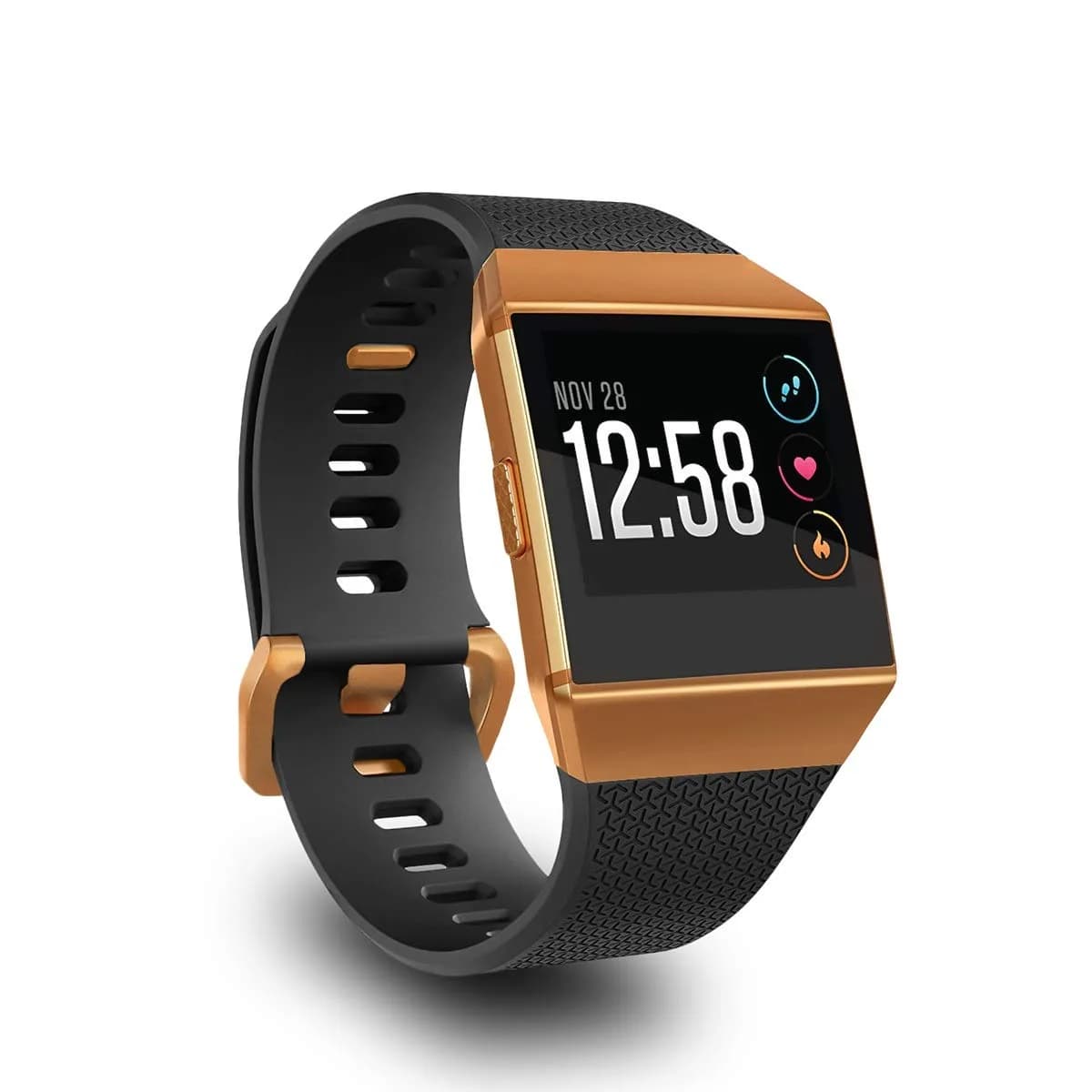 AIUNIT Replacement Band for Fitbit Ionic Small 110mm-155mm | TPU Sport Strap with Burnt Buckle — D21: Black w/ Burnt Buckle / Large