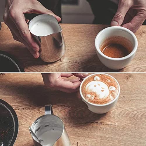 SIKEMAY Milk Frothing Pitcher Cup 12oz | Stainless Steel Steaming Milk Jug for Latte Art & Cappuccino thumbnail 4