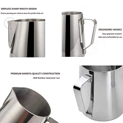 SIKEMAY Milk Frothing Pitcher Cup 12oz | Stainless Steel Steaming Milk Jug for Latte Art & Cappuccino thumbnail 8