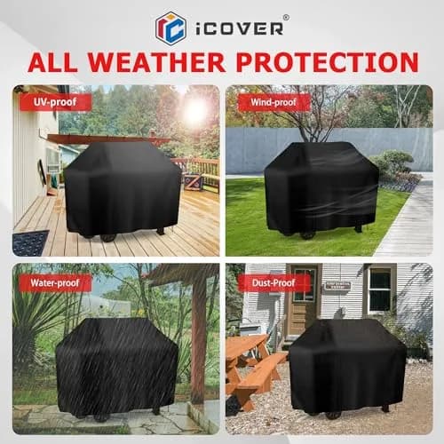 iCOVER 55 Inch Grill Cover, Black | Waterproof, UV-Resistant, Windproof BBQ Cover for Outdoor Grills thumbnail 7
