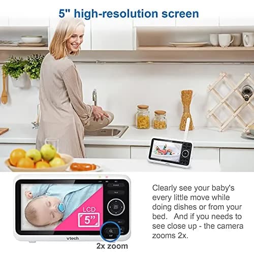 VTech VM350 Baby Monitor with 5" Screen | 1000ft Range, No WiFi, 12-Hr Battery thumbnail 4