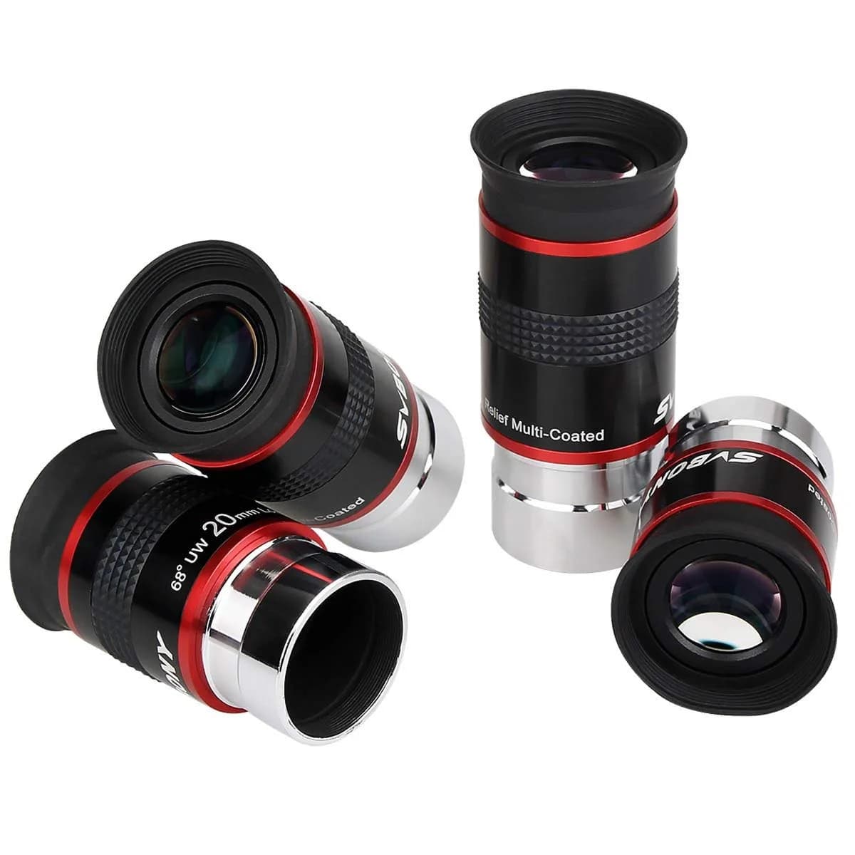 SVBONY 68° Ultra Wide Angle Telescope Eyepiece Set 6mm 9mm 15mm 20mm | 1.25" Barrel, Fully Multi-Coated Optics