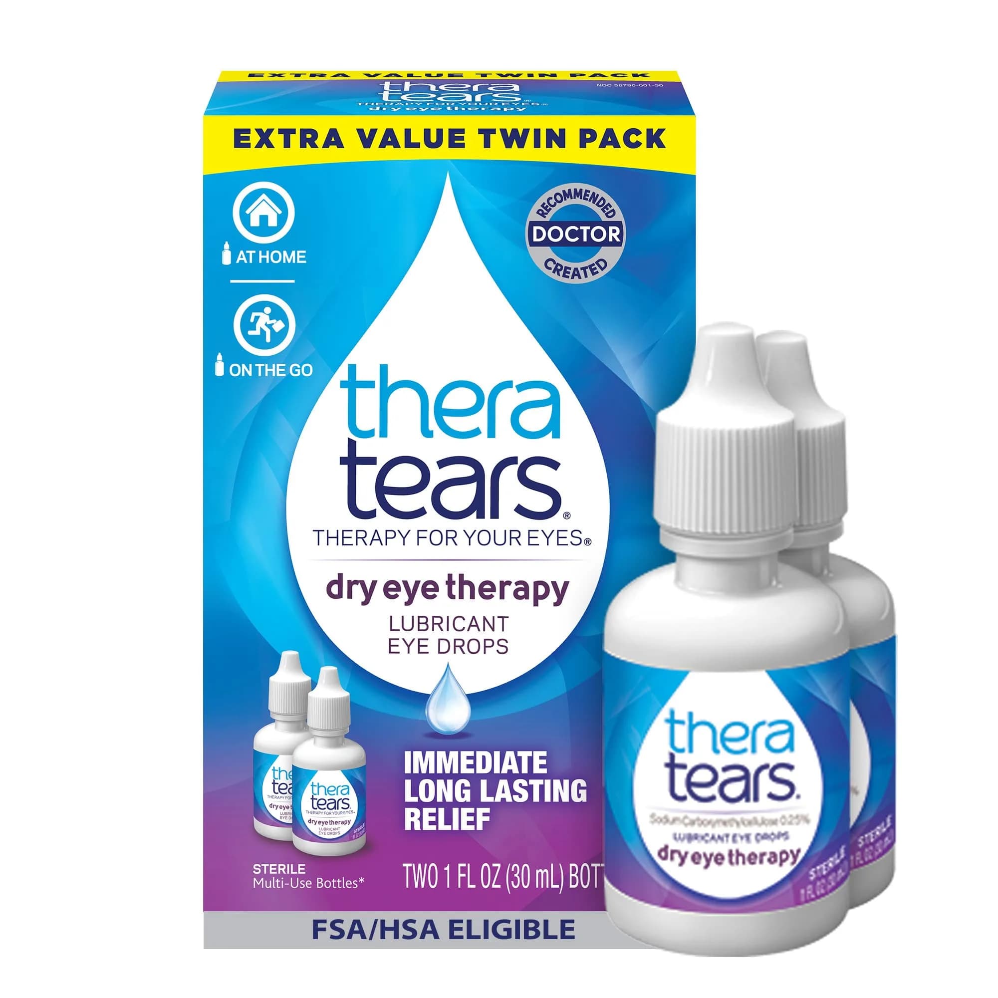 TheraTears Dry Eye Drops Lubricating 30ml (1 Fl Oz x 2) | Doctor Recommended for Dry Eyes