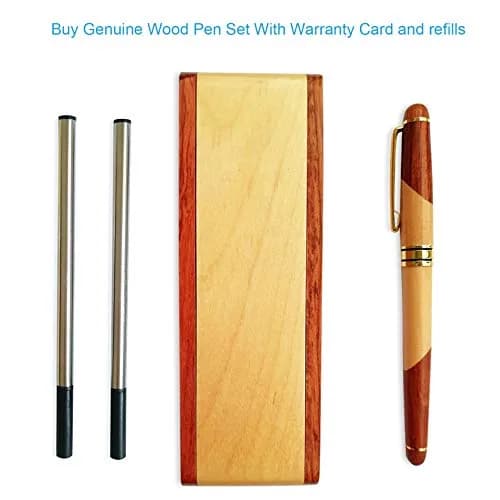 Renawe Wooden Gel Pen Gift Set with Case & Holder | Fine Tip 0.5mm Rollerball thumbnail 5