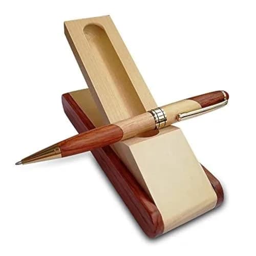 Renawe Luxury Wood Ballpoint Pen Set with Gift Box 5 Black Ink | Smooth Ink Flow thumbnail 1