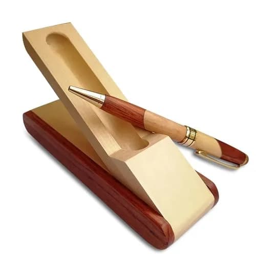 Renawe Luxury Wood Ballpoint Pen Set with Gift Box 5 Black Ink | Smooth Ink Flow thumbnail 4