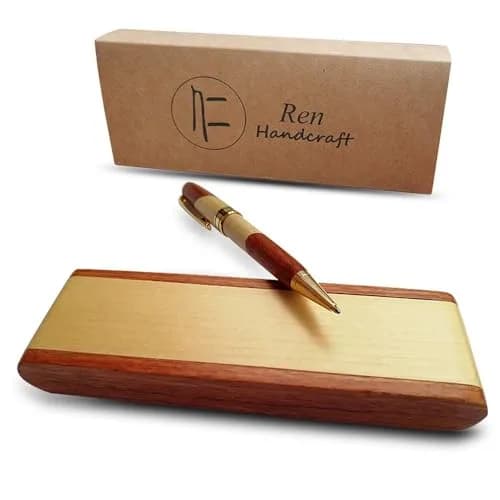 Renawe Luxury Wood Ballpoint Pen Set with Gift Box 5 Black Ink | Smooth Ink Flow thumbnail 2