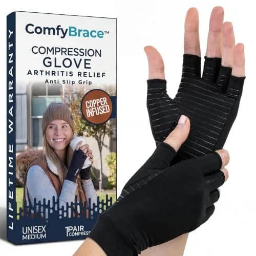 ComfyBrace Copper Infused Compression Arthritis Gloves for Hand & Finger Relief | Small (1 Pair) thumbnail 1