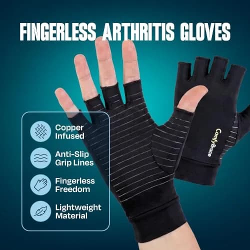 ComfyBrace Copper Infused Compression Arthritis Gloves for Hand & Finger Relief | Small (1 Pair) thumbnail 3