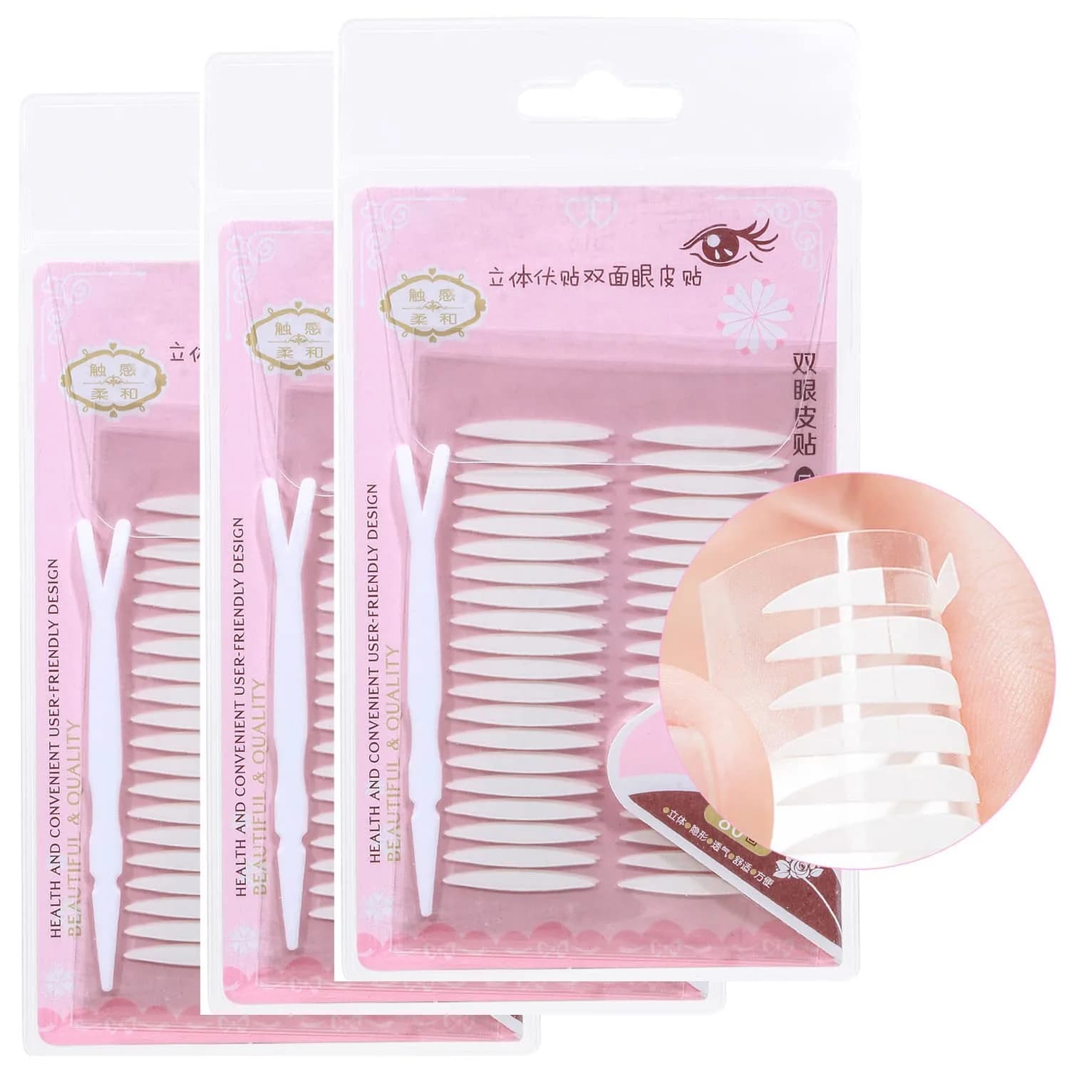Pormasbenzer Ultra Invisible Double Eyelid Tape Stickers 480 Count (3 Packs) | Medical-Grade Adhesive Fiber for Natural Double Eyelids