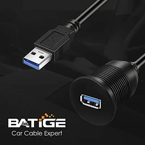 BATIGE Single Port USB 3.0 Male to Female AUX Car Mount Flush Cable 6ft | Waterproof Car Dashboard Extension thumbnail 5