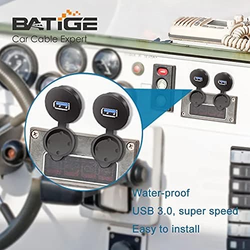 BATIGE Single Port USB 3.0 Male to Female AUX Car Mount Flush Cable 6ft | Waterproof Car Dashboard Extension thumbnail 7