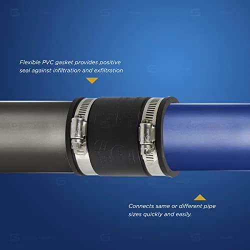 SUPPLYGIANT Flexible PVC Coupling with Stainless Steel Clamps 15.24 cm (6 Inch) | ASTM C1173 Certified thumbnail 6