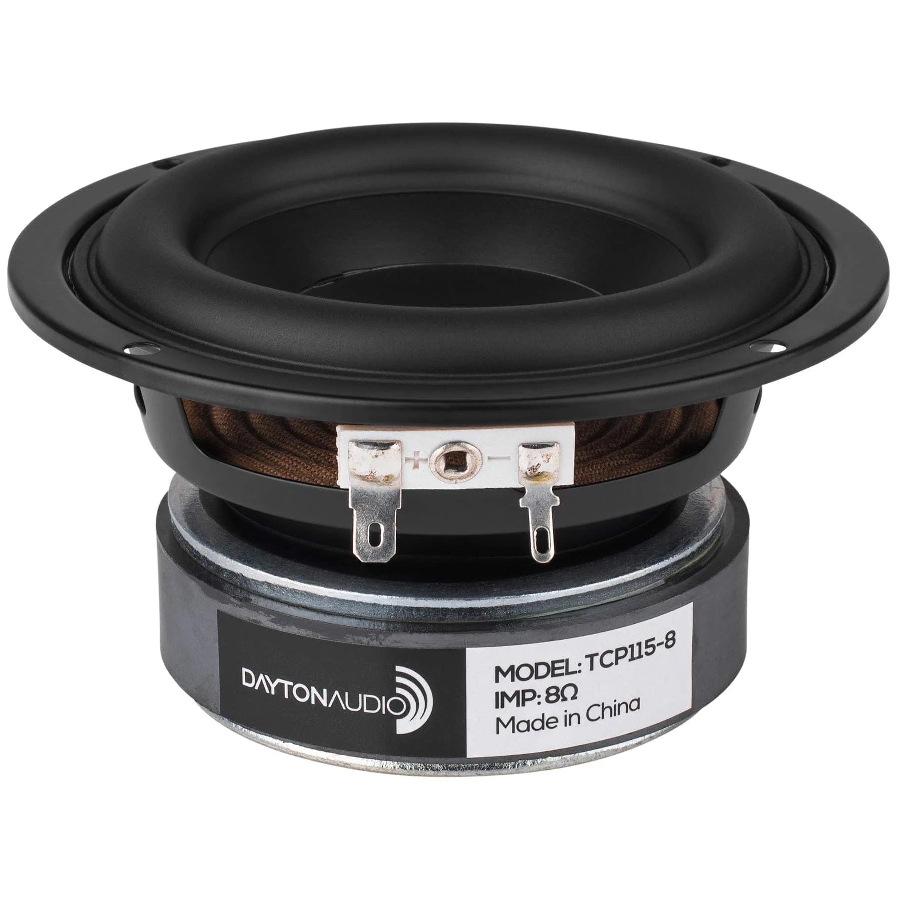 Dayton Audio TCP115-8 4" Treated Paper Cone Midbass Woofer 8 Ohm | Compact 4-inch speaker with high excursion and low Fs for car audio