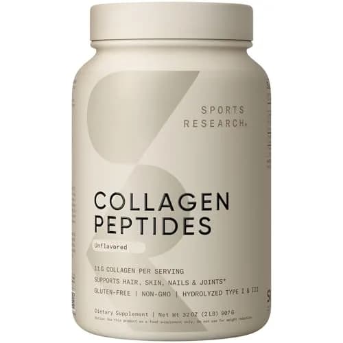Sports Research Unflavored protein powder tub Collagen 82 servings