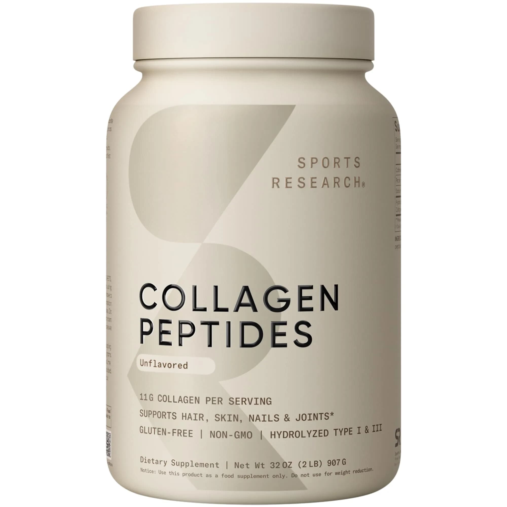 Sports Research Collagen Peptides Protein Powder 2lb (907g) | Hair, Skin & Joint Support - main product image