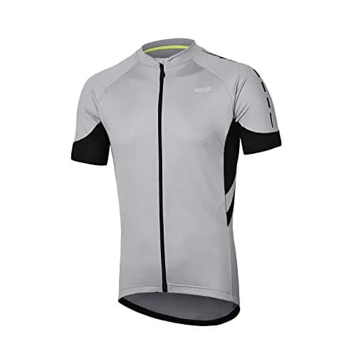 ARSUXEO Men's Short Sleeves Cycling Jersey Bicycle MTB Bike Shirt 636 Light Gray XXL | Breathable, Quick Dry Fit thumbnail 1
