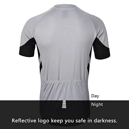 ARSUXEO Men's Short Sleeves Cycling Jersey Bicycle MTB Bike Shirt 636 Light Gray XXL | Breathable, Quick Dry Fit thumbnail 2