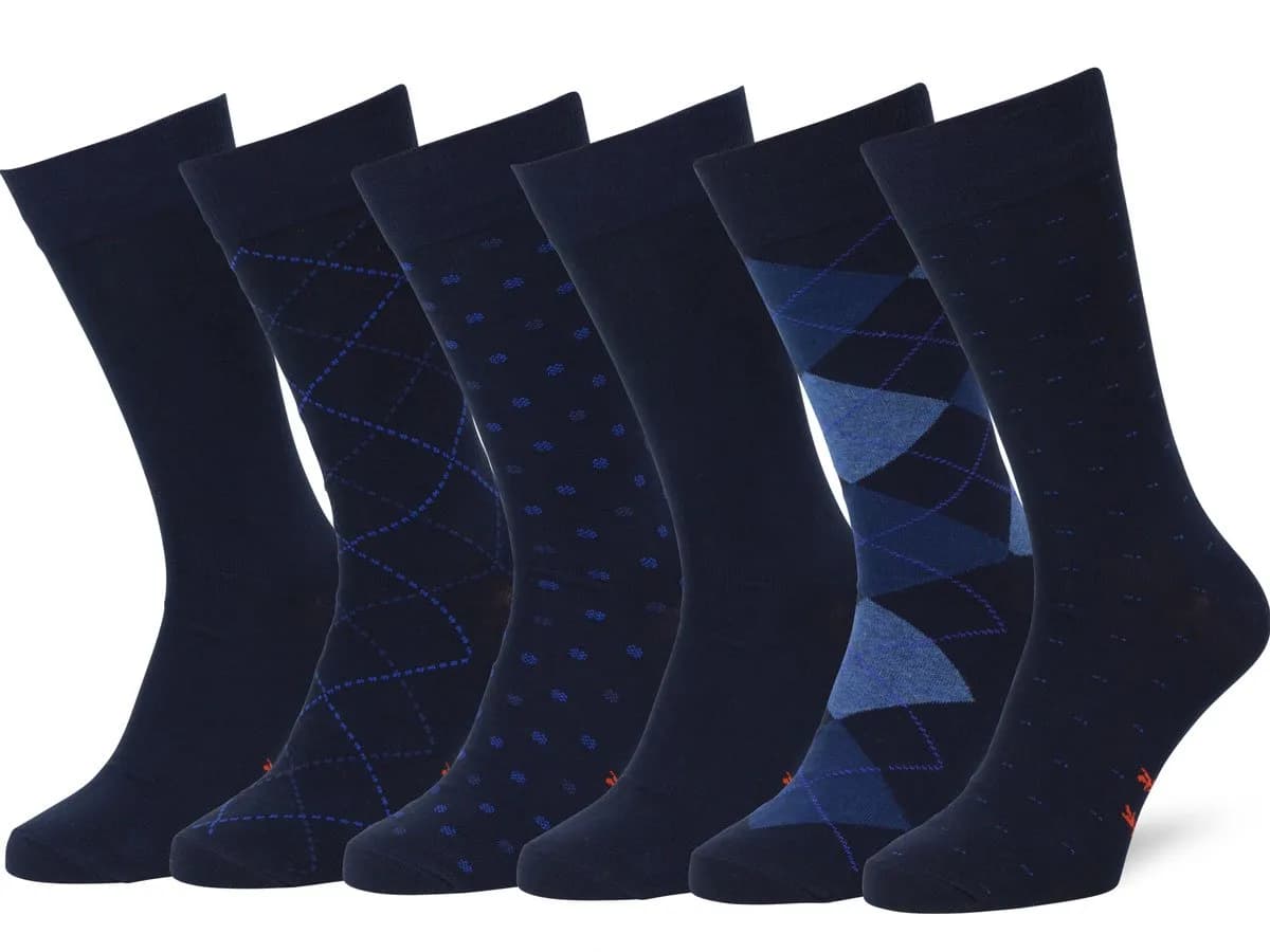 Easton Marlowe Men's 6-Pack Cotton Dress Socks | Navy Blue Hues, Size 10-13 - main product image