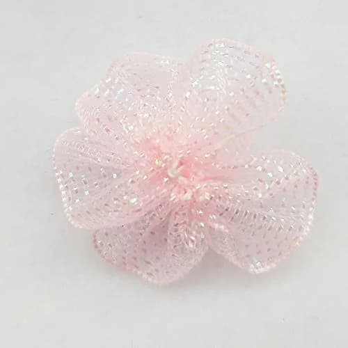 Chenkou Craft 40pcs 28mm Organza Ribbon Flowers with Beads Appliques | Wedding Craft Embellishments thumbnail 3