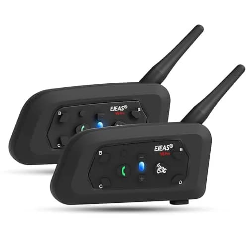 EJEAS V6 Pro Motorcycle Helmet Bluetooth Intercom 1200M 2-Way Headset (2-Pack, Black) thumbnail 1