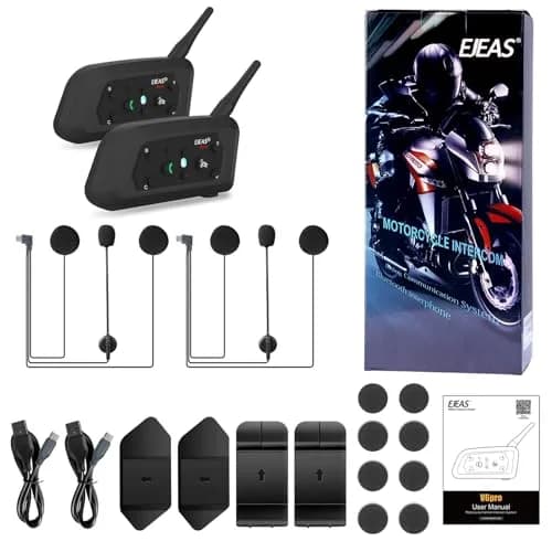 EJEAS V6 Pro Motorcycle Helmet Bluetooth Intercom 1200M 2-Way Headset (2-Pack, Black) thumbnail 7