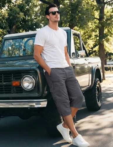 EKLENTSON Cargo Shorts for Men Below Knee Loose Fit Cotton 34 | Outdoor Casual Style thumbnail 5