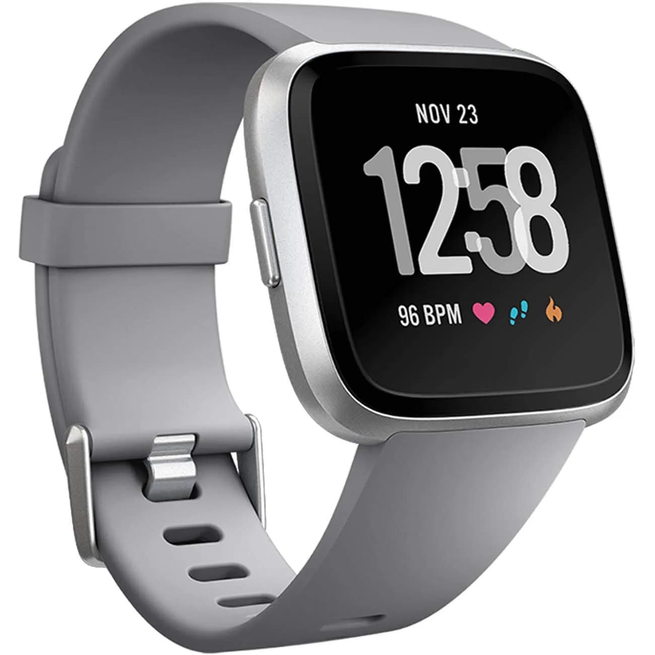 Wepro Sport Bands for Fitbit Versa 2, Versa, Lite - Gray Large (22mm) | Breathable Elastomer with Stainless Steel Buckle