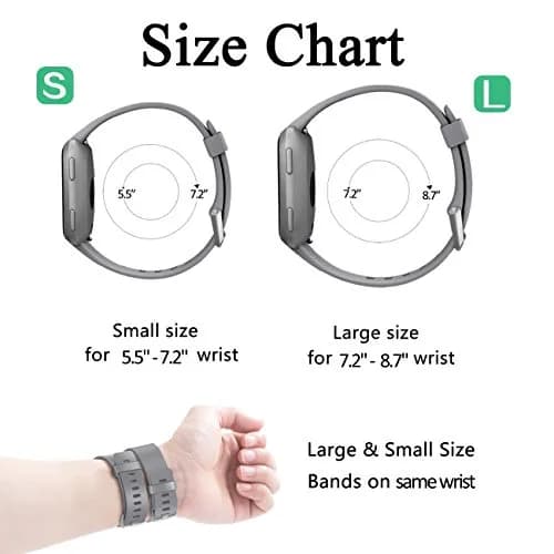 Wepro Sport Bands for Fitbit Versa 2, Versa, Lite - Gray Large (22mm) | Breathable Elastomer with Stainless Steel Buckle thumbnail 7