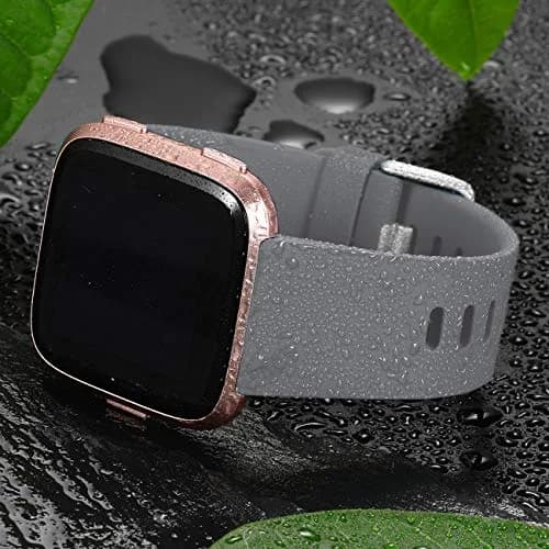 Wepro Sport Bands for Fitbit Versa 2, Versa, Lite - Gray Large (22mm) | Breathable Elastomer with Stainless Steel Buckle thumbnail 3