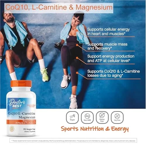 Doctor's Best CoQ10 L-Carnitine Magnesium Supplement 90 Veg Caps | Energy & Exercise Support for Men & Women thumbnail 6