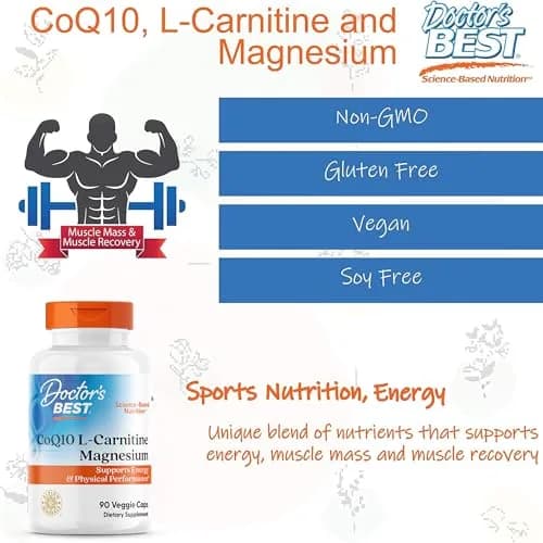 Doctor's Best CoQ10 L-Carnitine Magnesium Supplement 90 Veg Caps | Energy & Exercise Support for Men & Women thumbnail 7