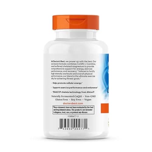 Doctor's Best CoQ10 L-Carnitine Magnesium Supplement 90 Veg Caps | Energy & Exercise Support for Men & Women thumbnail 3