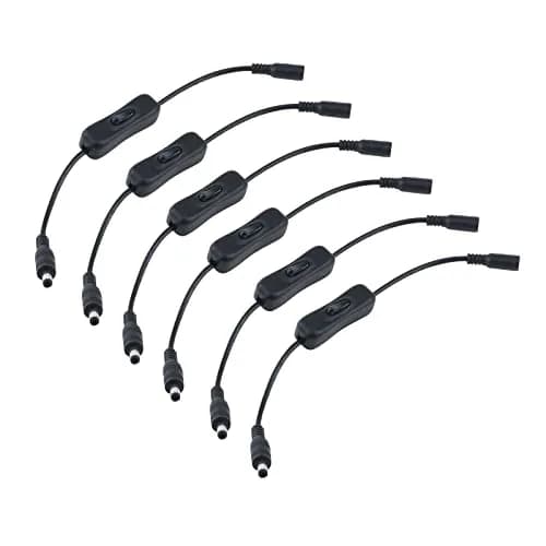 Antrader 6pcs DC Inline On/Off Switch Cables 5.5x2.1mm Male to Female 29.5cm (11.6 Inch) | Control LED Lights Easily thumbnail 1